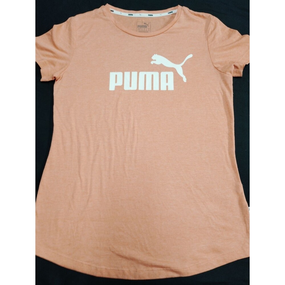 PUMA Peach Short Sleeve Logo Tee with Curved Hem